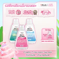 Combo 2 Chai Nước Rửa Mắt VIPLUS+ Multi B Eye Wash Bổ Sung Gấp Đôi Độ Ẩm Cho Đôi Mắt Khoẻ Đẹp 300ml
